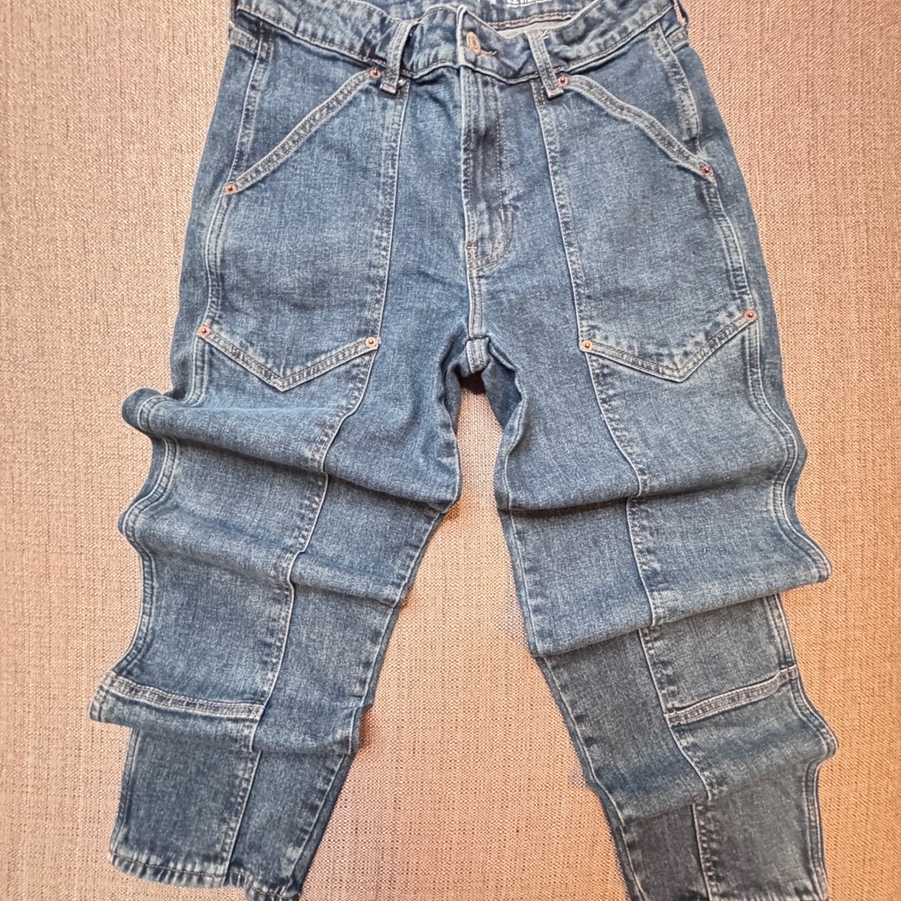 Old Navy OG Straight High Rise Utility Patch Pocket Jeans Blue Size 10